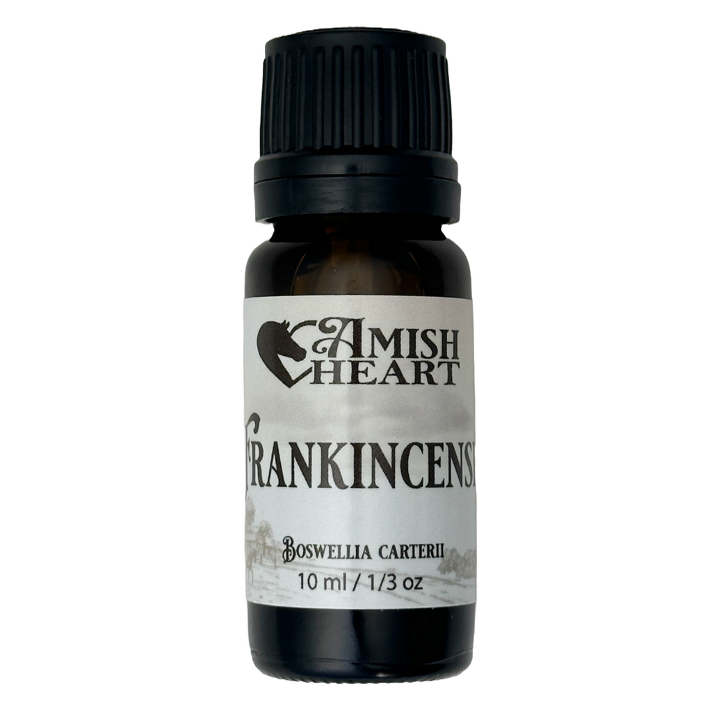 Amish Heart Frankincense Carterii Essential Oil, a premium organic oil perfect for skin care and meditation.